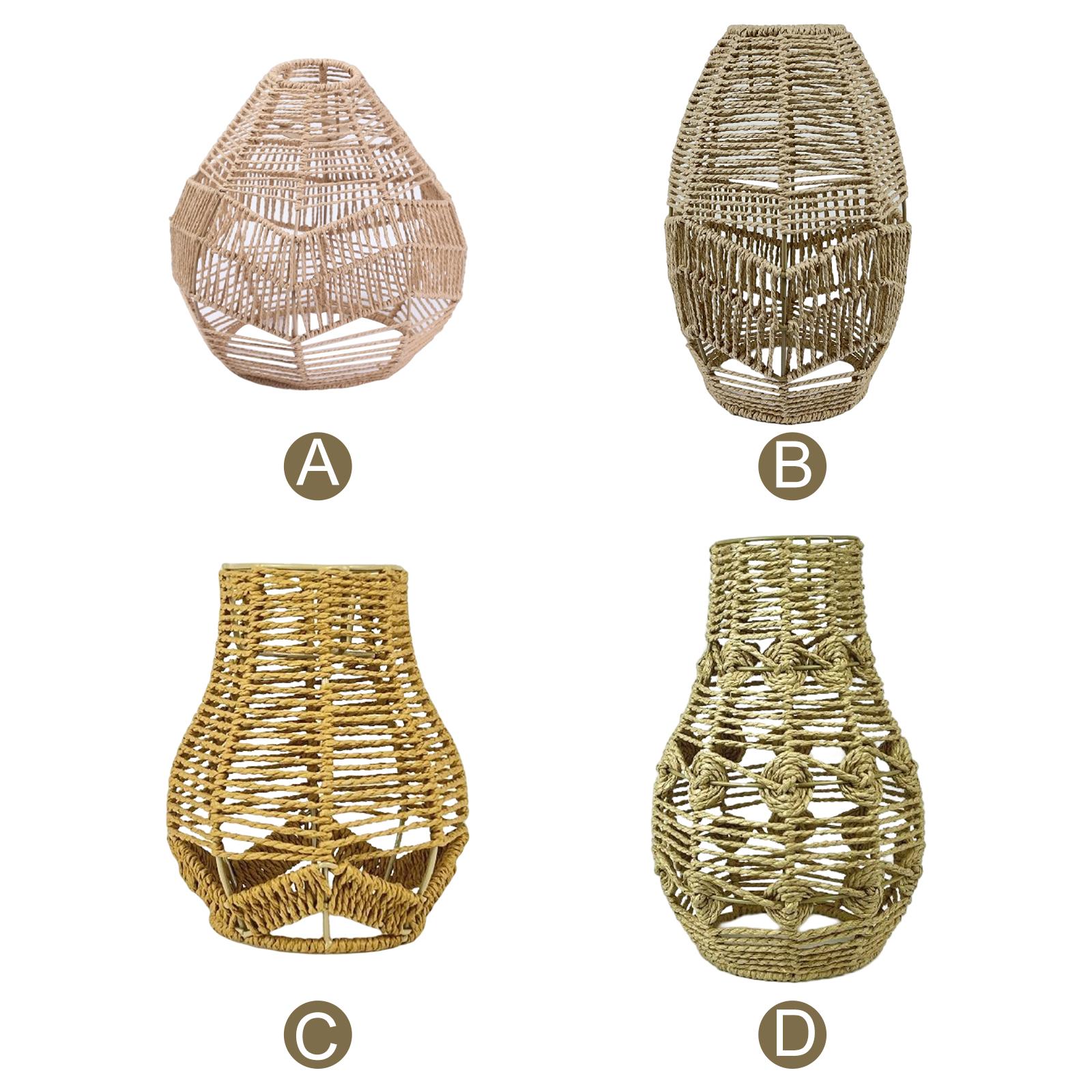 Wicker Pendant Shade - Boho Pendant Lamp Shade Paper Rope