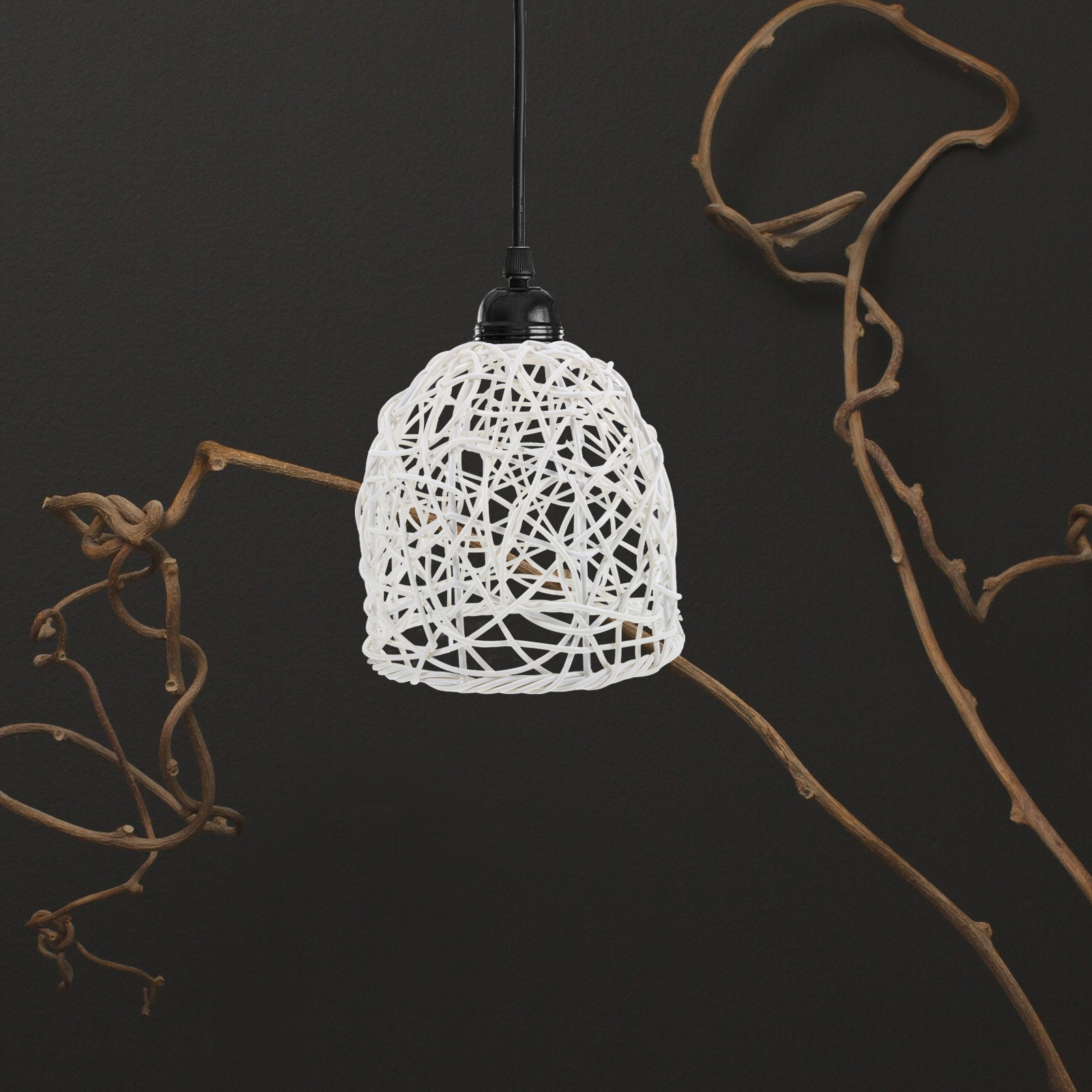 Wicker Pendant Shade - Rattan Lamp Shade E27 Rustic Woven
