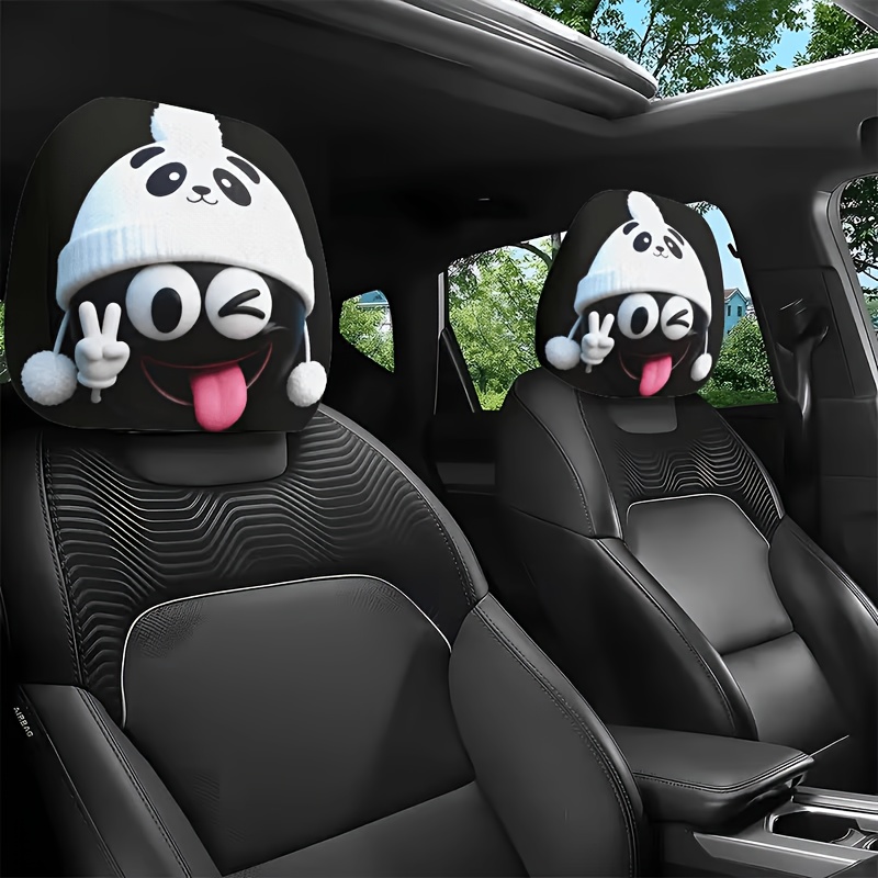 Interior Design Emoji - 1/2 Pcs Car Headrest Covers, Cute