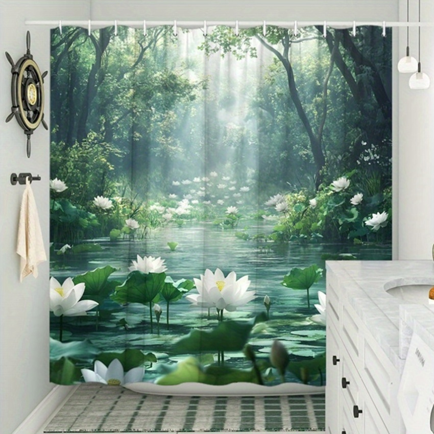 Lotus Forest Shower Curtain Po - Interior Design Zen 评论和价格