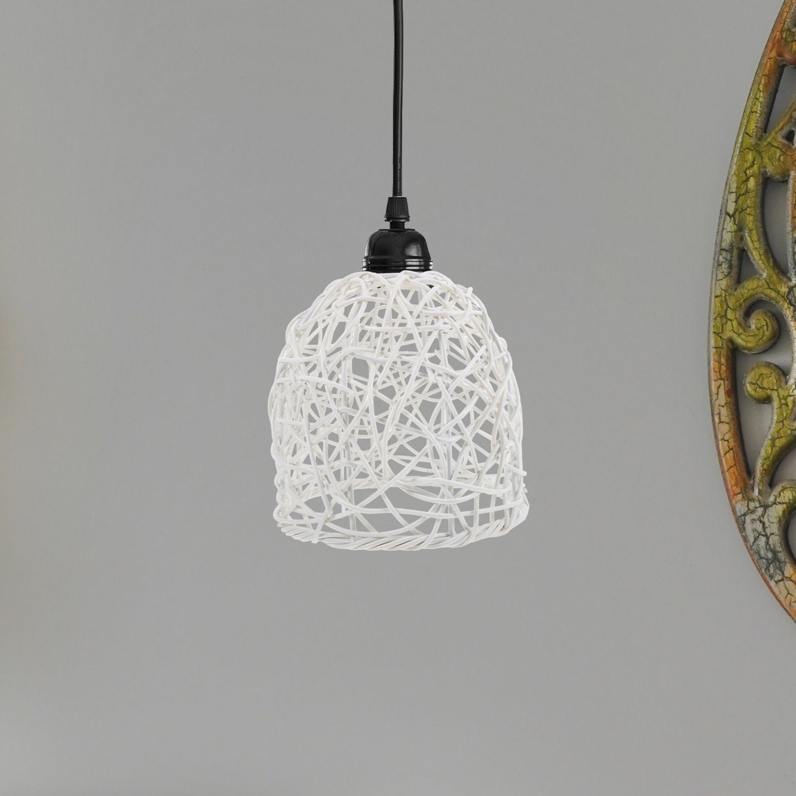 Rattan Lamp Shade E27 Rustic W - Wicker Pendant Shade 评论和价格