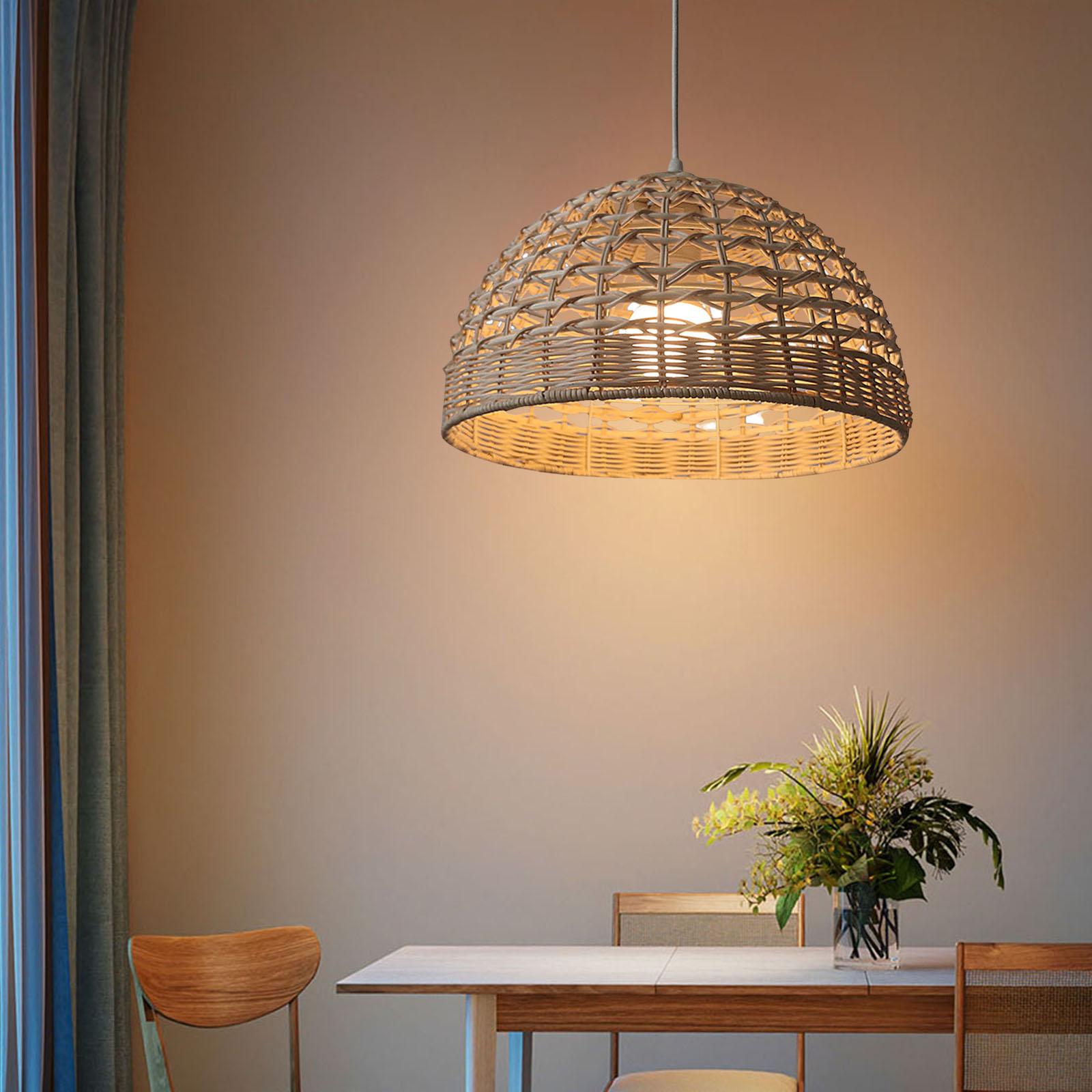 Rattan Lampshade Wicker Pendan - Wicker Pendant Shade 评论和价格