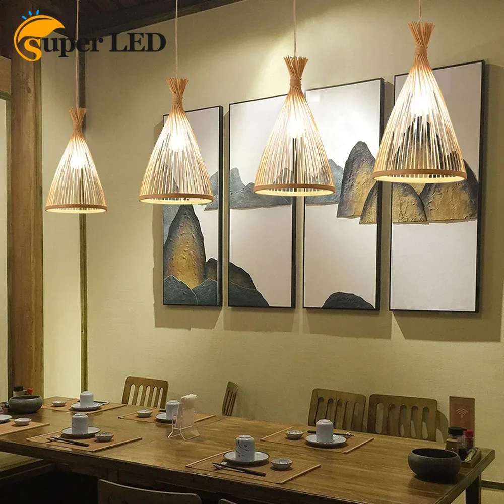 Japanese Chandelier Natural Ba - Wicker Pendant Shade 评论和价格