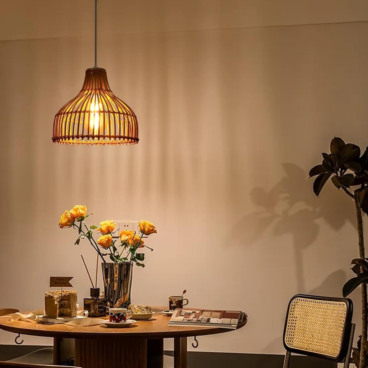 Rattan Woven Pendant Lamp Boho - Wicker Pendant Shade 评论和价格