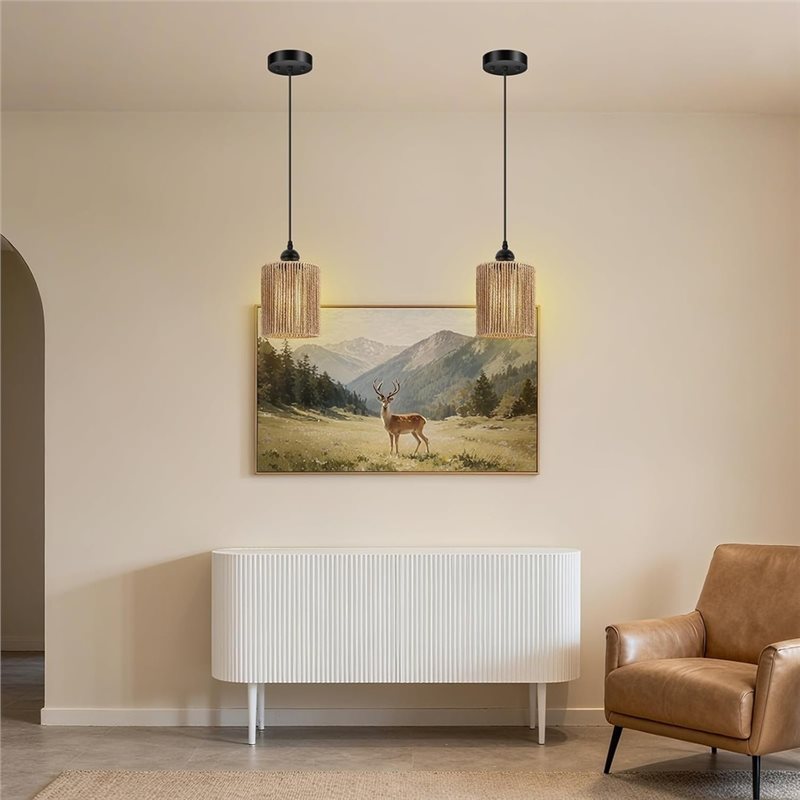 ABKL-Handwoven Wicker Shade Wo - Wicker Pendant Shade 评论和价格