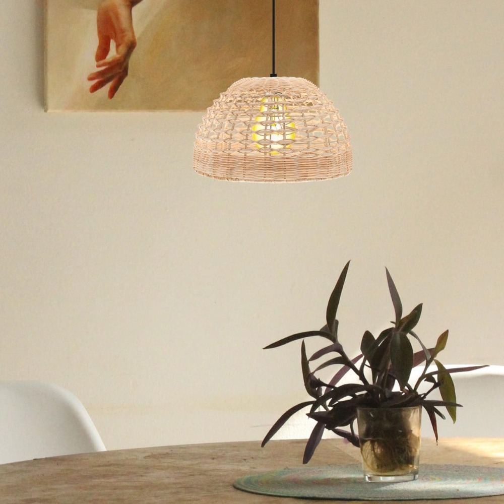 Rattan Pendant Lamp Woven Cage - Wicker Pendant Shade 评论和价格