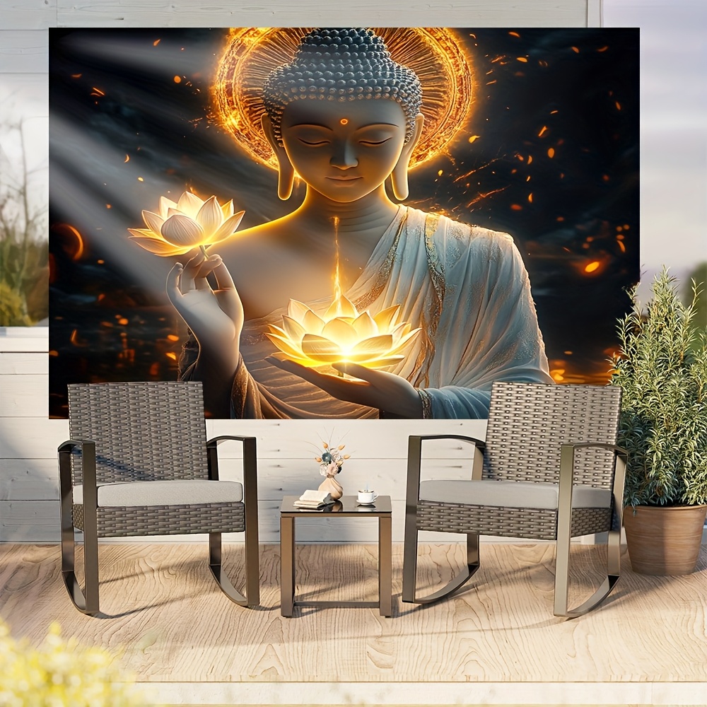 Buddha with Lotus Flower Wall  - Interior Design Zen 评论和价格