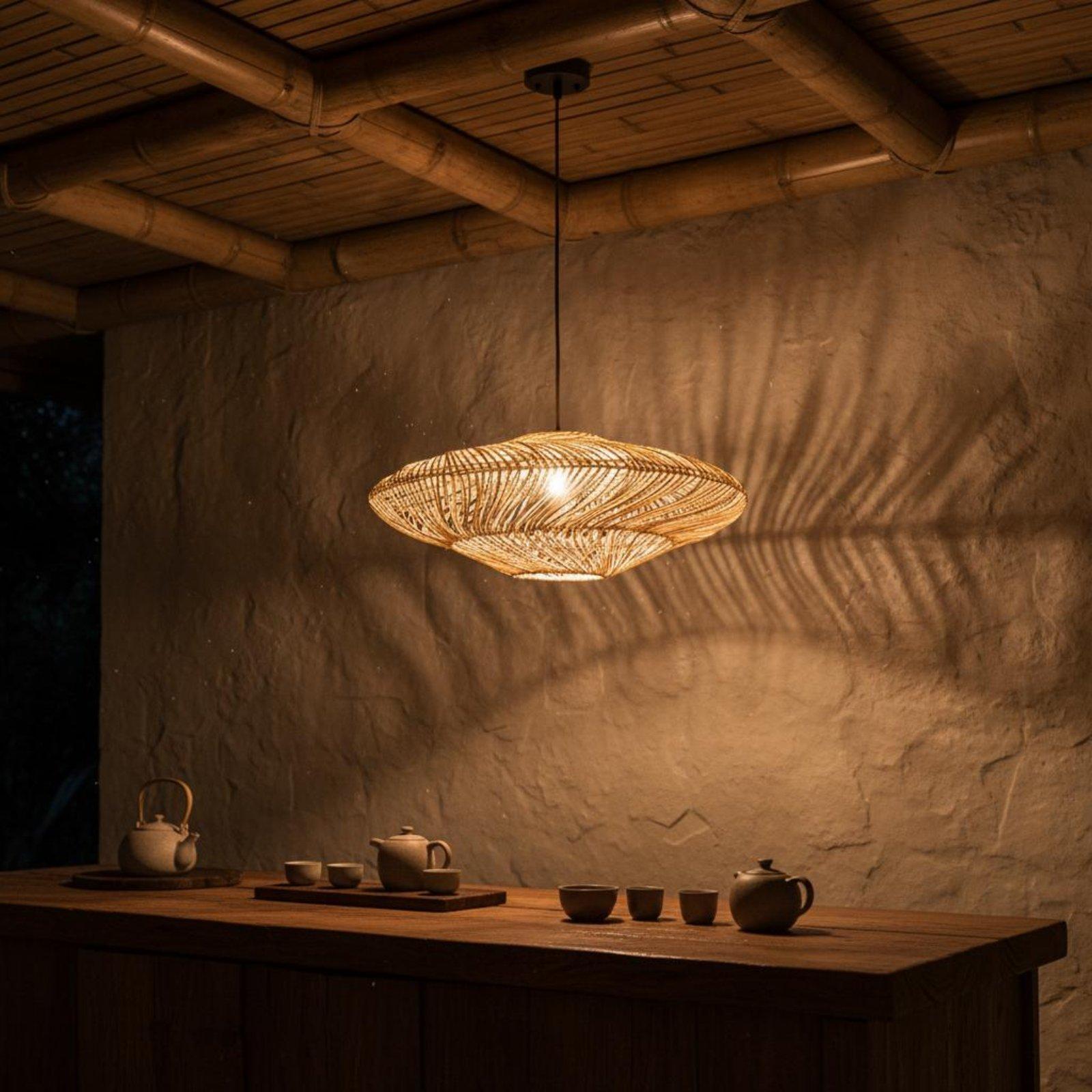 Creative Rustic Woven Lamp Sha - Wicker Pendant Shade 评论和价格