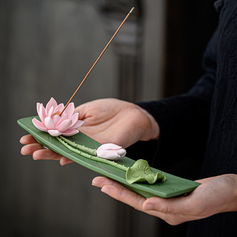 CZ ceramic handmade lotus thre - Interior Design Zen 评论和价格