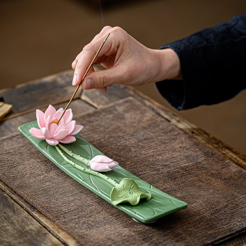 CZ ceramic handmade lotus thre - Interior Design Zen 评论和价格