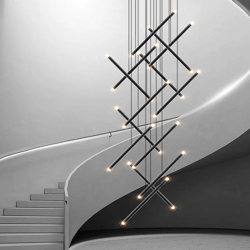 Modern Chandelier LED Stair Ch - Interior Design Deck 评论和价格
