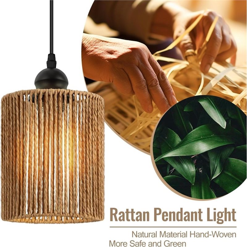 T19C 2 Pack Handwoven Wicker S - Wicker Pendant Shade 评论和价格
