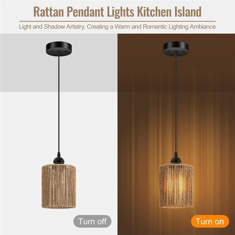 T19C 2 Pack Handwoven Wicker S - Wicker Pendant Shade 评论和价格