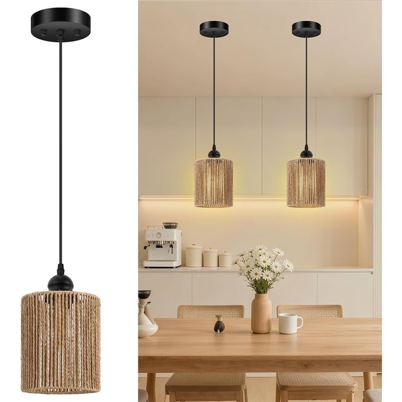 T19C 2 Pack Handwoven Wicker S - Wicker Pendant Shade 评论和价格