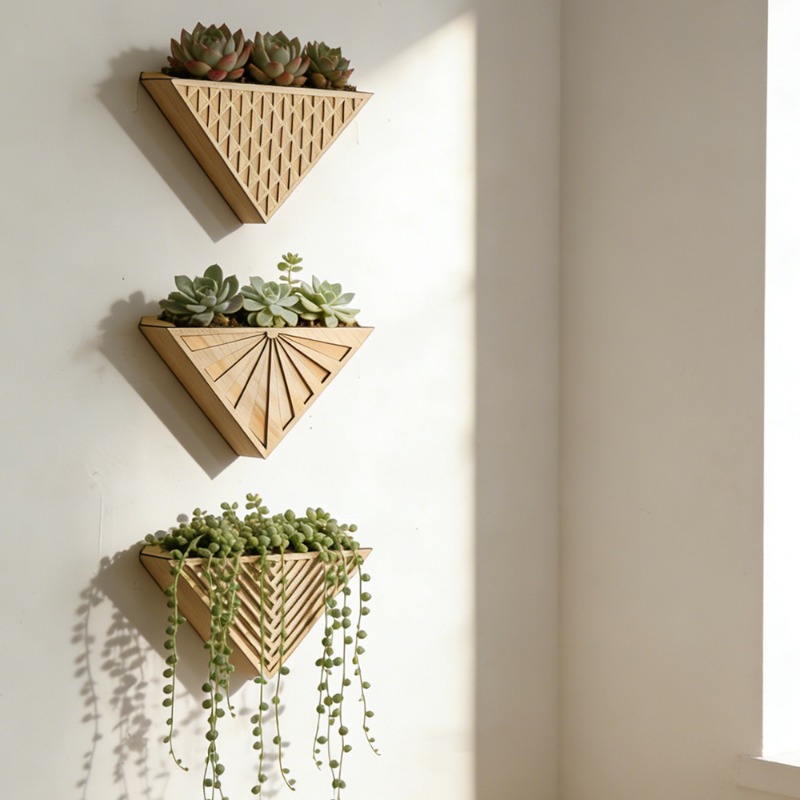 1pcs Light Wood Geometric Line - Geometric Shelf Triangle 评论和价格