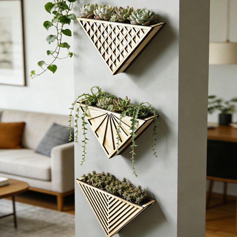 1pcs Light Wood Geometric Line - Geometric Shelf Triangle 评论和价格