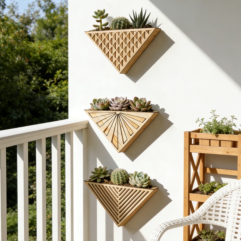 1pcs Light Wood Geometric Line - Geometric Shelf Triangle 评论和价格